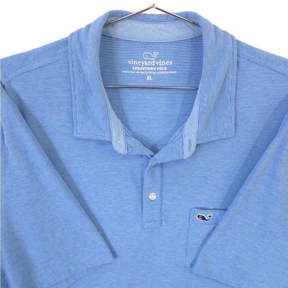 Vineyard Vines Edgartown Light Blue Striped Pocket Polo Shirt XL